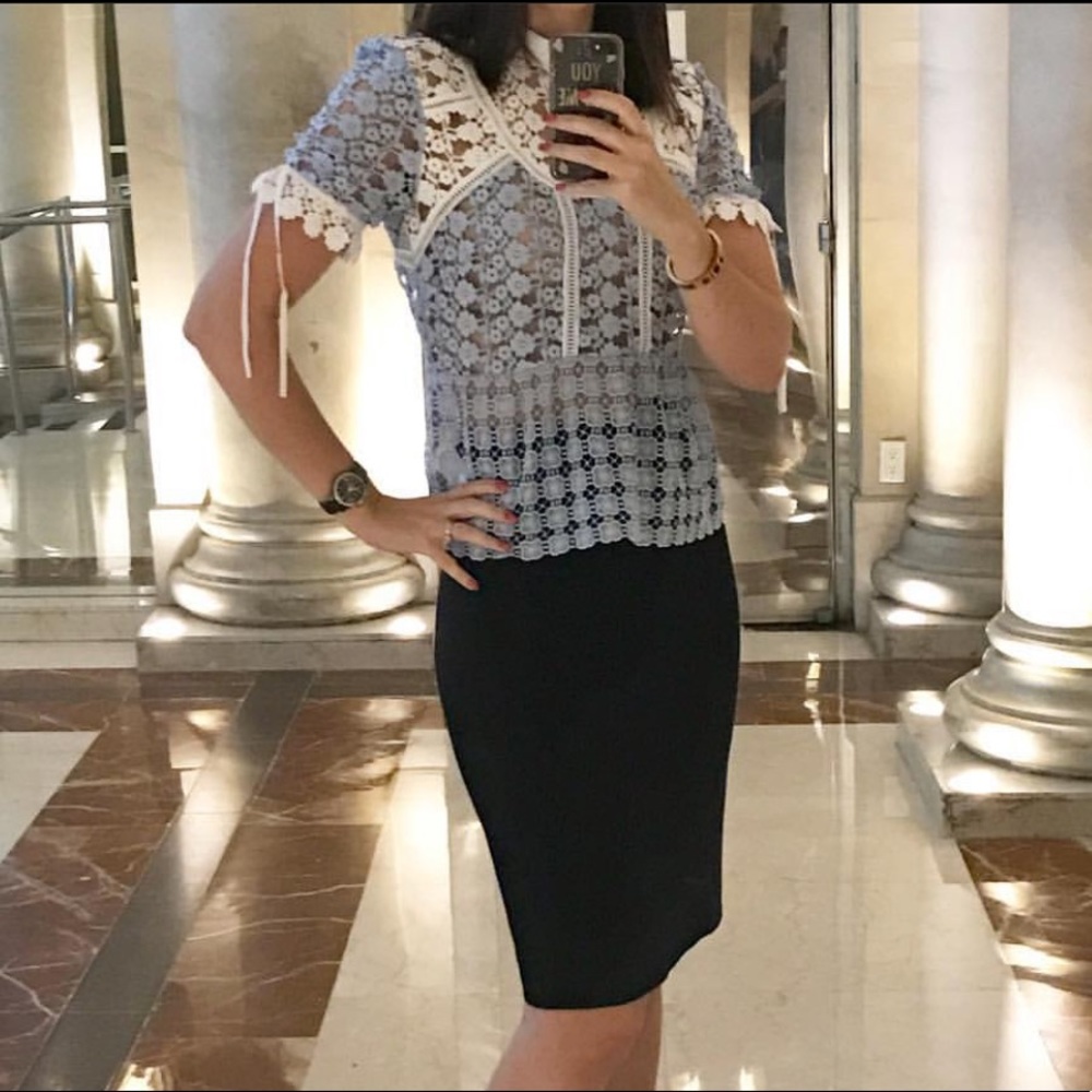 Self-Portrait Petal Paneled Lace Top